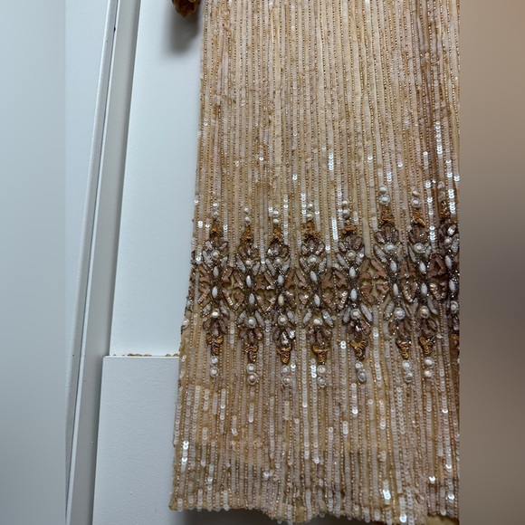 Mac Duggal 5576 Peach Embellished Long Sleeve High Neck Column Dress Size 10 - Picture 11 of 17